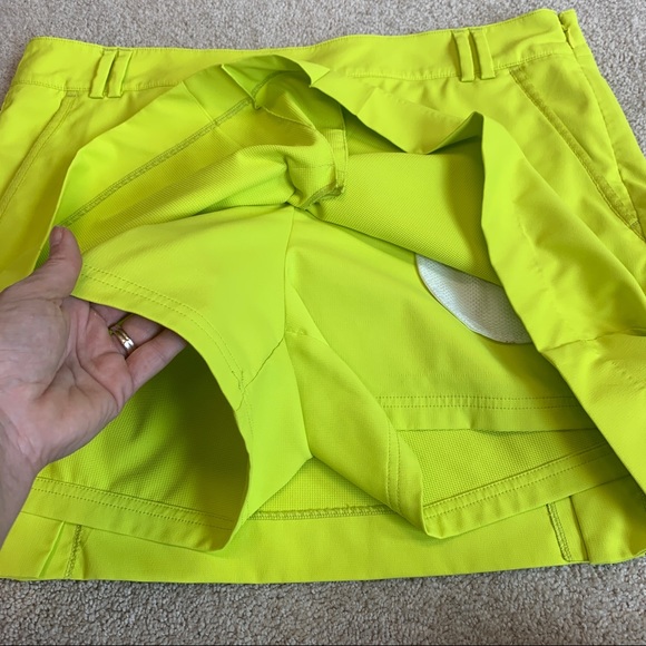 Puma Golf tennis Skort Skirt Neon highlighter yellow Chartreuse Front Pleat XL - Picture 4 of 9